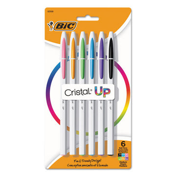 BIC® Cristal Up Ballpoint Pen, Stick, Medium 1.2 Mm, Assorted Ink Colors, White Barrel, 6-pack freeshipping - TVN Wholesale